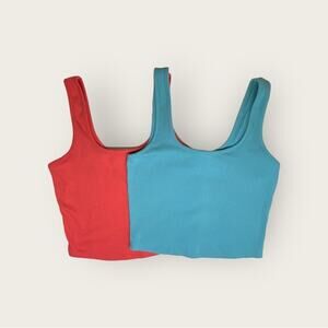 EUC | Destined | Bundle of 2 Crop Ribbed Tanks | Orange/Blue | Large